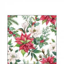  AMB.32518875 Christmas florals papírszalvéta 25x25cm, 20db-os papírárú, csomagoló és tárolóeszköz