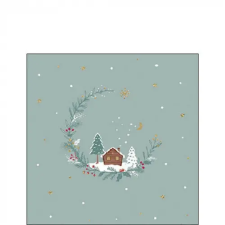  AMB.32519010 Little wood cabin sage papírszalvéta 25x25cm, 20db-os papírárú, csomagoló és tárolóeszköz