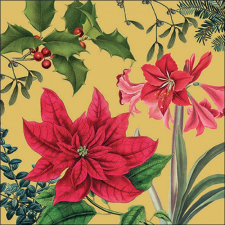  AMB.33316557 Christmas plants gold papírszalvéta 33x33cm, 20db-os papírárú, csomagoló és tárolóeszköz