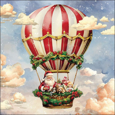  AMB.33319230 Santa&#039;s air balloon papírszalvéta 33x33cm, 20db-os konyhai eszköz