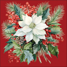  AMB.33319932 Poinsettia bouquet red papírszalvéta 33x33cm, 20db-os papírárú, csomagoló és tárolóeszköz