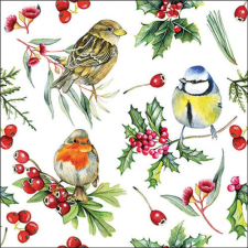  AMB.33319955 Birds in Winter papírszalvéta 33x33cm, 20db-os papírárú, csomagoló és tárolóeszköz
