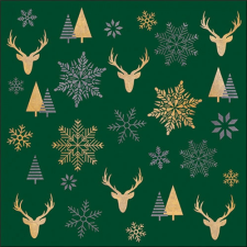  AMB.33320021 Winter silhouettes green papírszalvéta 33x33cm, 20db-os papírárú, csomagoló és tárolóeszköz