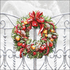  AMB.33320030 Wreath on fence papírszalvéta 33x33cm, 20db-os papírárú, csomagoló és tárolóeszköz