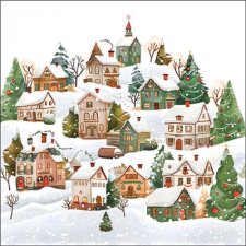  AMB.33320145 Winter village papírszalvéta 33x33cm, 20db-os papírárú, csomagoló és tárolóeszköz