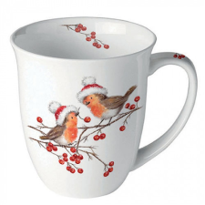  AMB.38418865 Christmas robins white porcelánbögre 0,4l bögrék, csészék