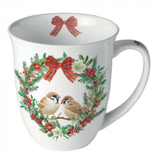  AMB.38418870 Sparrows in wreath porcelánbögre 0,4l bögrék, csészék