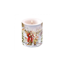 AMB.39317970 Santa bringing presents átvilágítós gyertya 10x10cm gyertya