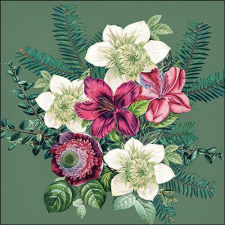 Ambiente Azalea and helleborus green papírszalvéta 33x33cm, 20db-os papírárú, csomagoló és tárolóeszköz