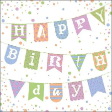 AMBIENTE Birthday Garland Blue papírszalvéta 33x33cm,20db-os konyhai eszköz