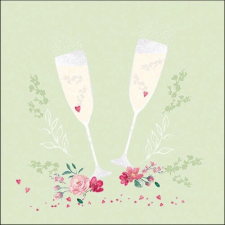 Ambiente Champagne glasses green papírszalvéta 33x33cm, 20db-os papírárú, csomagoló és tárolóeszköz