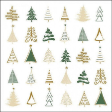 Ambiente Christmas tree doodles green papírszalvéta 33x33cm, 20db-os papírárú, csomagoló és tárolóeszköz