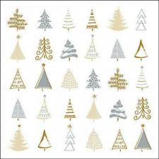 Ambiente Christmas tree doodles silver papírszalvéta 33x33cm, 20db-os papírárú, csomagoló és tárolóeszköz