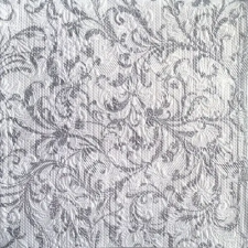AMBIENTE Elegance Damask white silver dombornyomott papírszalvéta 33x33cm,15db-os konyhai eszköz