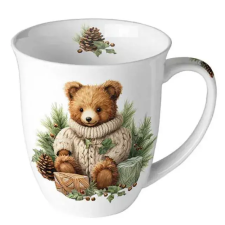 AMBIENTE Karácsonyi porcelán bögre 400ml Cuddle bear karácsonyi dekoráció
