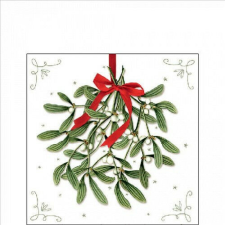 Ambiente Mistletoe with bow white papírszalvéta 25x25cm, 20db-os papírárú, csomagoló és tárolóeszköz