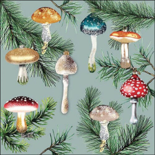 Ambiente Mushroom ornaments mint papírszalvéta 33x33cm, 20db-os papírárú, csomagoló és tárolóeszköz