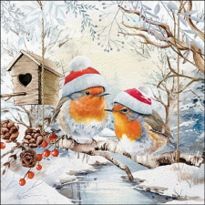 Ambiente Robins in winterland papírszalvéta 33x33cm, 20db-os papírárú, csomagoló és tárolóeszköz