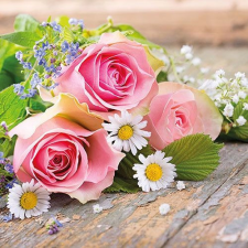 AMBIENTE Roses Pink papírszalvéta 33x33cm,20db-os konyhai eszköz