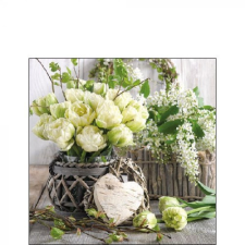 AMBIENTE White Tulips papírszalvéta 25x25cm, 20db-os konyhai eszköz