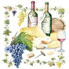 AMBIENTE Wine and Cheese papírszalvéta 33x33cm,20db-os konyhai eszköz