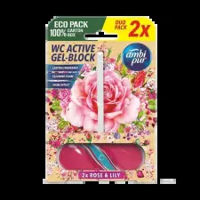  Ambipur aktív wc gél block 2x45g rose & lily tisztító- és takarítószer, higiénia