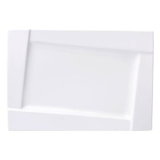 Ambition Lapostányér AMBITION Kubiko téglalap alakú fehér 35,5x25 cm tányér és evőeszköz
