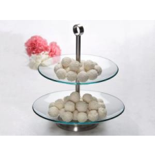  Ambition Leila Kínáló tálca 2 emeletes kerek üveg 69894 konyhai eszköz