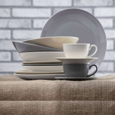 Ambition Linea lapostányér 27 cm szürke tányér és evőeszköz