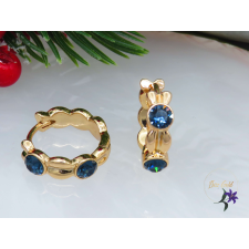  Amélia kék kristályköves karika fülbevaló-18K fülbevaló