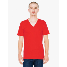 AMERICAN APPAREL AA2456 unisex V-nyakú pamut póló American Apparel, Red-M férfi póló