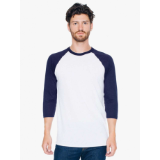 AMERICAN APPAREL Uniszex póló American Apparel AABB453 poly-Cotton 3/4 Ujjú Raglan póló -M, White/Navy
