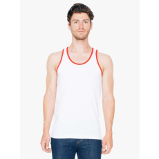 AMERICAN APPAREL uniszex ujjatlan póló AA2408 jersey trikó, White/Red-L