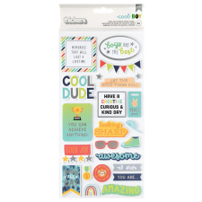 American Crafts Pebbles Cool Boy Matrica Silver Foil Thickers Phrase (1 csomag) matrica