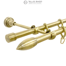  Amerika függönykarnis szett, 2 soros, óarany, 200 cm karnis, függönyrúd