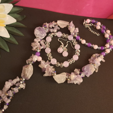  Ametiszt, Jáde és  üveg  3 részes szett ékszer szett