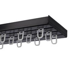 AMS AMS Műanyag mennyezeti függönysín szett (3 soros) akasztóval, fekete - 300 cm karnis, függönyrúd