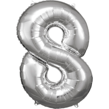 Amscan Europe GmbH Amscan felfújható fólia szám, ezüst, 83cm, 8 party kellék