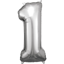 Amscan Europe GmbH Amscan felfújható fólia szám, ezüst, 86cm, 1 party kellék