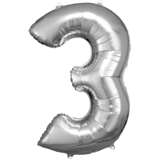 Amscan Europe GmbH Amscan felfújható fólia szám, ezüst, 88cm, 3 party kellék