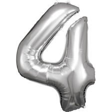 Amscan Europe GmbH Amscan felfújható fólia szám, ezüst, 88cm, 4 party kellék