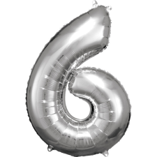 Amscan Europe GmbH Amscan felfújható fólia szám, ezüst, 88cm, 6 party kellék