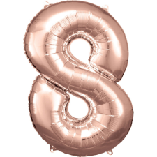 Amscan Europe GmbH Amscan felfújható fólia szám, rosegold, 83cm, 8 party kellék