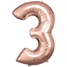 Amscan Europe GmbH Amscan felfújható fólia szám, rosegold, 88cm, 3 party kellék