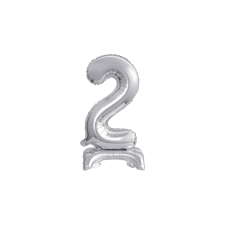 Amscan Europe GmbH Amscan felfújható fólia szám talppal, ezüst, 38cm, 2 party kellék