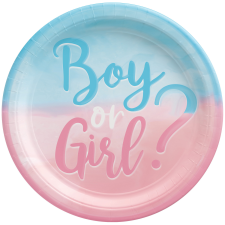 Amscan Europe GmbH Amscan papírtányér, 23cm, 8db, Boy or Girl party kellék