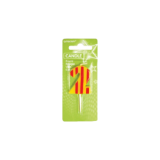 Amscan Europe GmbH Amscan számgyertya 2, 6cm, sárga, csíkos party kellék