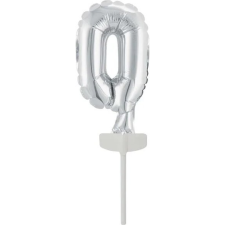 Amscan Fólia Lufi Tortára - 13 cm, 0-ás, Ezüst (616001) party kellék