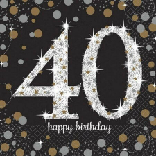 Amscan Happy Birthday 40 szalvéta man 16 db-os papírárú, csomagoló és tárolóeszköz