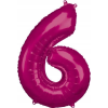 Amscan Óriás Szám Fólia Lufi - 6-os, 88x55 cm, Rózsaszín (9907287)